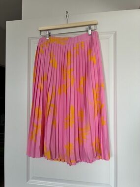 Marc O’Polo Pink Pleated Floral Midi Skirt